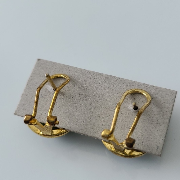 Oval Jade and Sterling Pierced Earrings - Picture 5 of 5